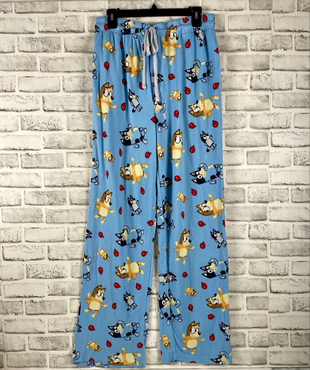 Bluey Fleece Pajama Pants Women Large Blue Sleepwear Lounge Pants